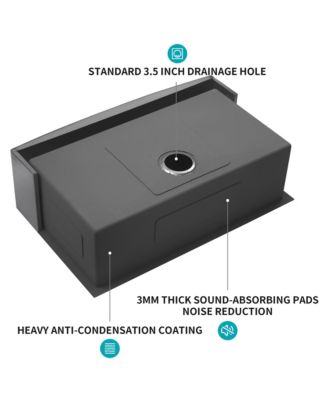 30x21x10inch Gunmetal Black Farmhouse Kitchen Sink Stainless Steel Apron Front 16 Gauge