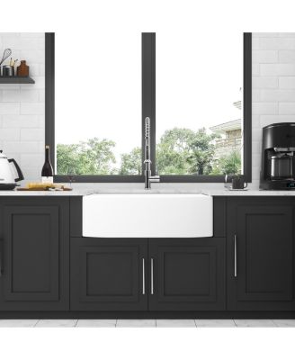 33x19x10inch White Farmhouse Sink Porcelain Ceramic Arch Edge Apron Front Single Bowl