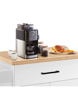 35” H Rolling Kitchen Island Cart with Spice Rack