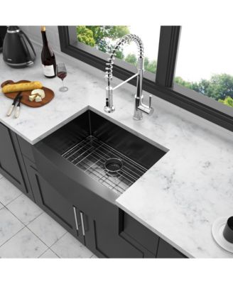 24x21x10inch Gunmetal Black Farmhouse Kitchen Sink Stainless Steel Apron Front 16 Gauge