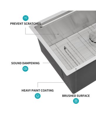 33inch Undermount Kitchen Sink 16G T304 Stainless Steel Z Shaped Ledge Workstation 33x19x10inch with Full Accessories