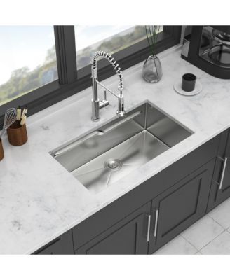 33inch Undermount Kitchen Sink 16G T304 Stainless Steel Z Shaped Ledge Workstation 33x19x10inch with Full Accessories