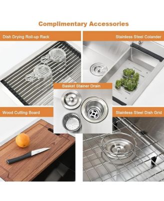 33x22x10 Inch Drop In Workstation Kitchen Sink 16 Gauge SUS304 Stainless Steel Single Bowl R10 Radius With 5 Accessories