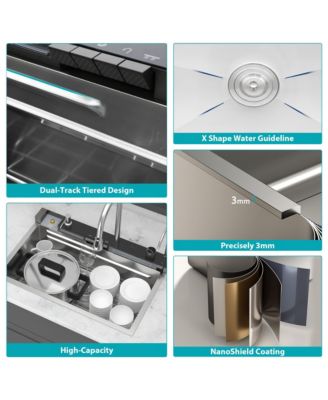 30x19x9inch Multifunction Single Bowl 16 Gauge T304 Stainless Steel Ledge Workstation Smart Top Mount Waterfall Kitchen Sink