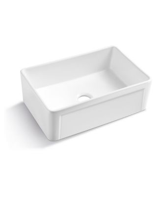 30x20inch White Ceramic Farmhouse Apron Front Kitchen Sink Single Bowl