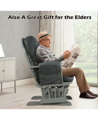  Standard Size Wood & Fabric Padded Armrest, Detachable Cushion, Gliding Motion Glider and Ottoman Set