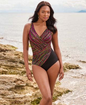 Women's Tummy Control V-Neck One-Piece Swimsuit