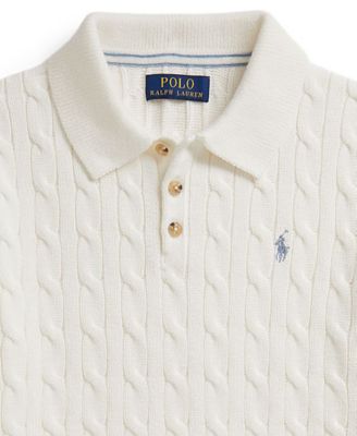 Boys' 8-20 Cable-Knit Cotton Polo Sweater