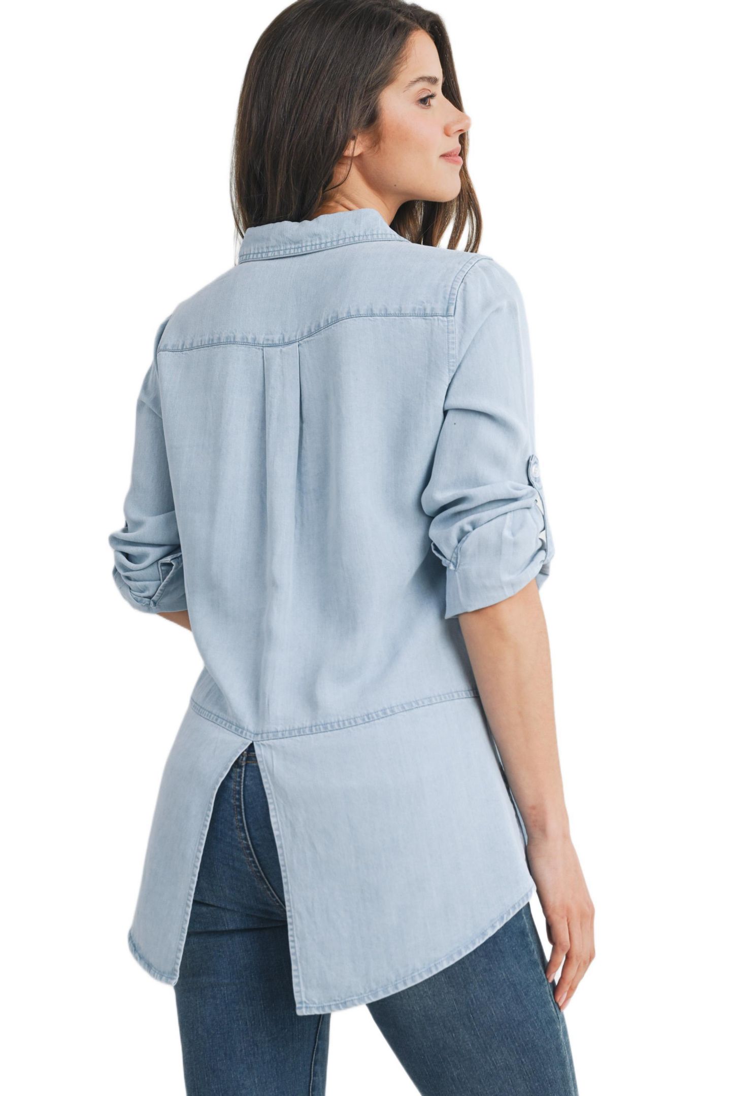 Женская рубашка Hello Miz Maternity Button Down Long Sleeve Nursing, цвет: Джинсовый — фото 3