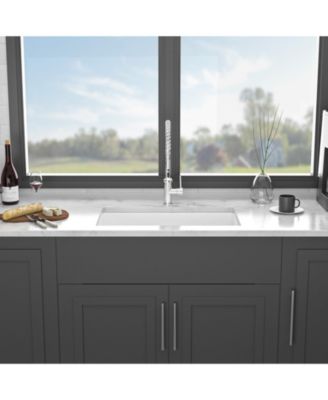 huluwat 32x19x10inch White Fireclay Kitchen Sink Undermount Single Bowl Dual Mount Deep Basin