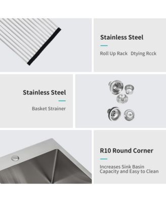 33x22x10 Inch Double Bowl 5050 Drop In Kitchen Sink 16 Gauge T304 Stainless Steel With Two 10 Inch Deep Basin