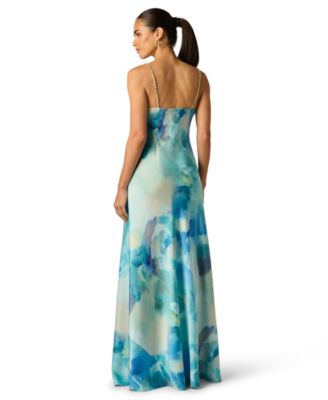 Women's Printed V-Neck Ball Gown