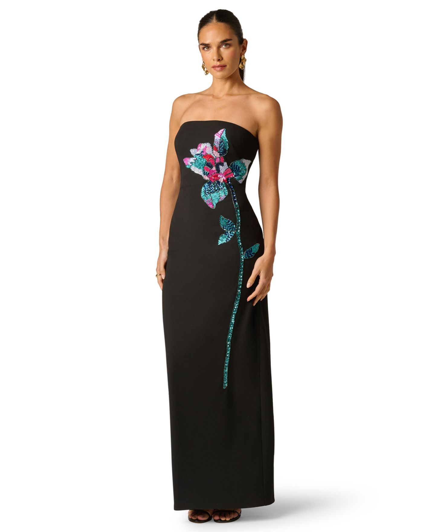 Женские платья Adrianna Knit Strapless Ball Gown, цвет: Чёрный разноцветный — фото 1