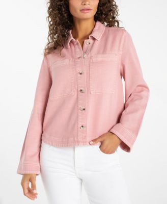 Petite Collared High-Low Denim Shacket