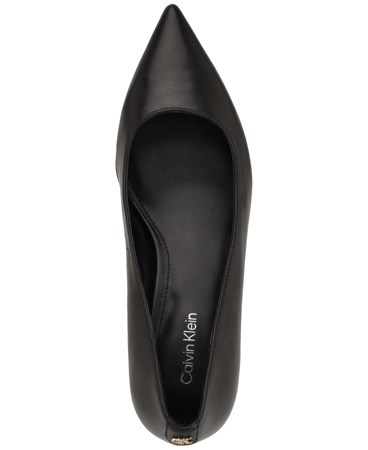 Женские туфли Calvin Klein Roxanna Slip-On Kitten Heel Pumps, цвет: Чёрный кожаный — фото 4