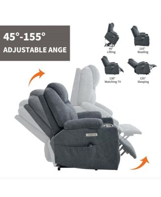Power Lift Recliner Chair with Heat & Massage, USB & Type-C Ports, Heavy Duty Electric Recliner for Seniors
