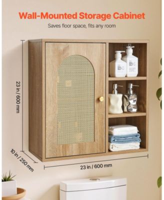 Wall Cabinet, Single Door, Adjustable Shelves, Over-Toilet Storage