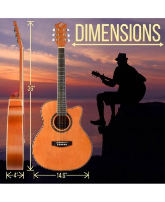 36" 3/4 Scale Acoustic Guitar Kit - 6-String Cutaway Body with Accessories, Orange (PGA550CAOR)