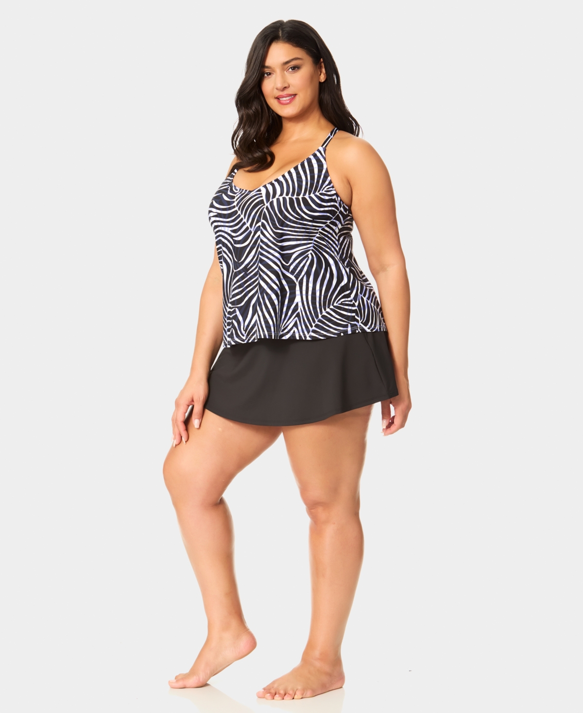 Anne Cole Plus Size Printed Easy Tri Tankini Top