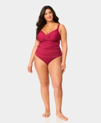 Plus Size Shirred Tankini Top