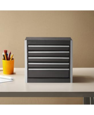 Metal Tool Box, 8.6", Portable 5-Drawer Tool Chest, EVA Liners, PP Feet, Ball-Bearing Slides, Powder-Coat