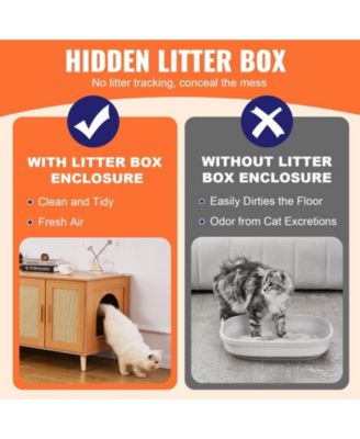 Wooden Cat Litter Box Enclosure for 2 Cats