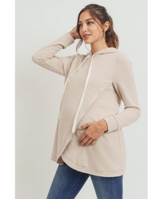 Maternity Crossover Drawstring Nursing Hoodie