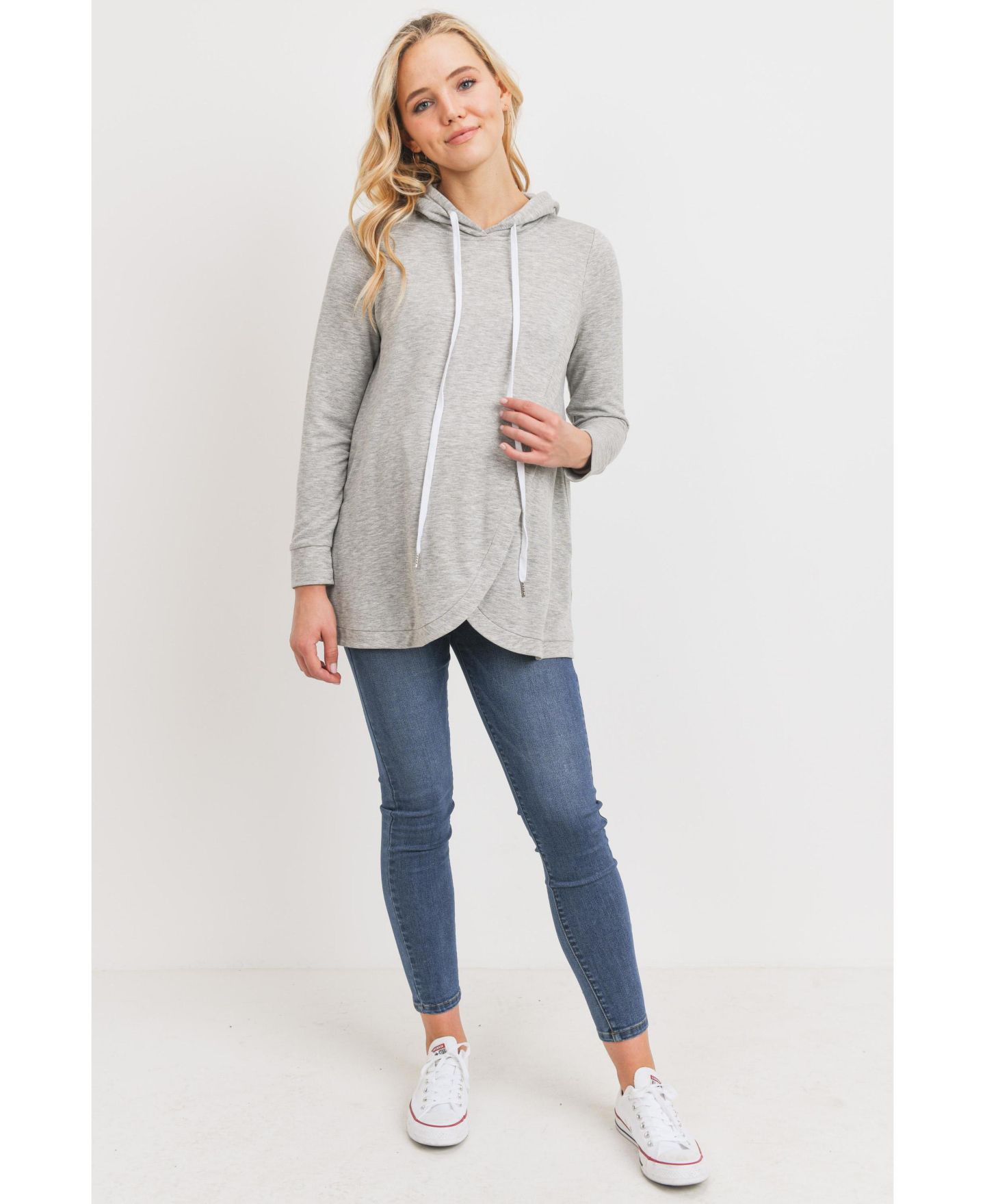 Женское худи Hello Miz Maternity Crossover Drawstring Nursing, цвет: Меланжевый серый — фото 4
