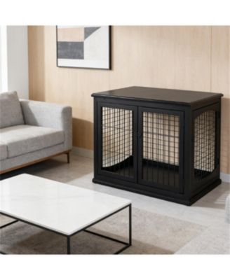 Small Dog Cage with 3 Metal Doors in Black