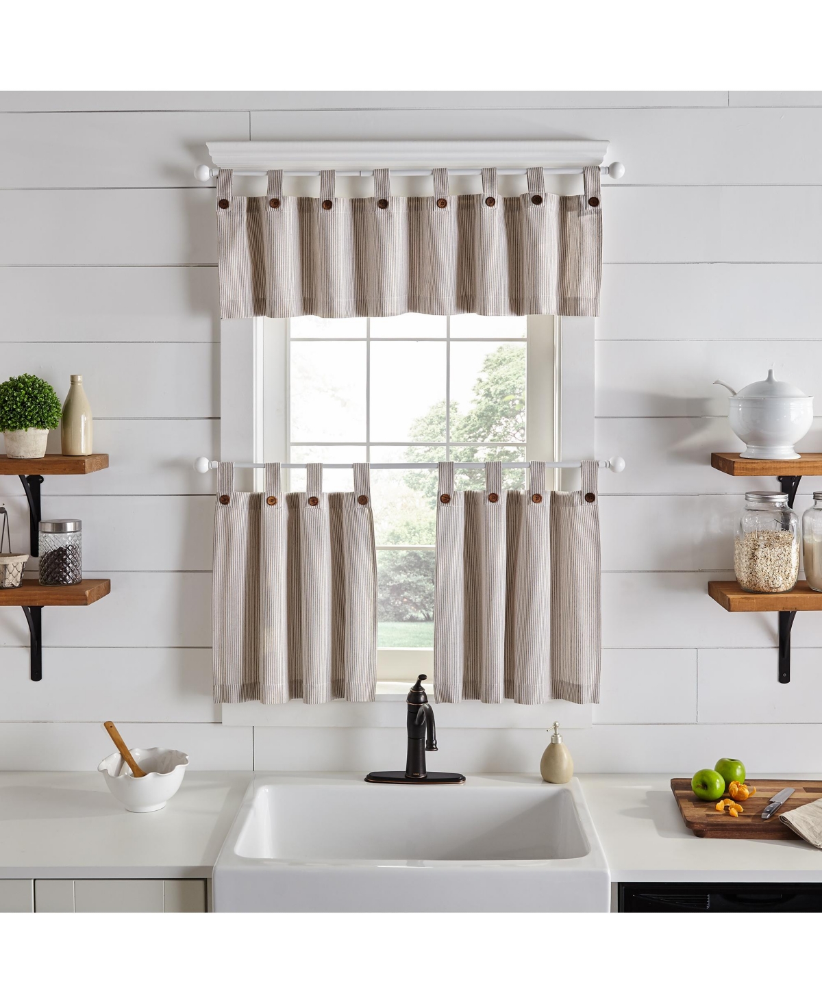 Elrene Home Fashions Tucker Ticking Stripe Window Valance