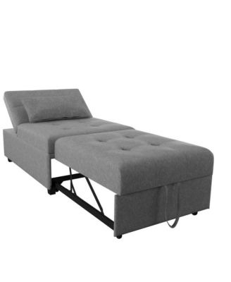 Twin Size Tufted Fabric & Wooden Legs Convertible Design Sofa Bed