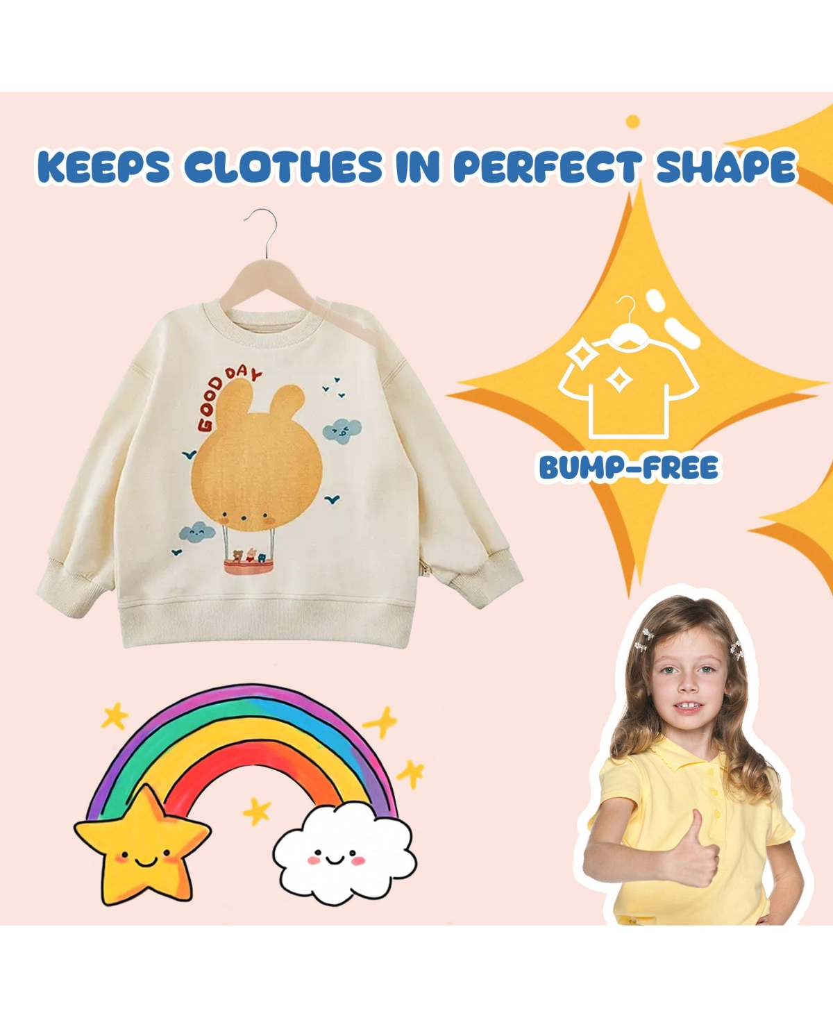 BP4U Kids Wooden Clothes Hangers, Baby Solid Wood Coat Shirt Top Hangers for Toddlers, Children, Youth's Jackets, Dresses, Blouse