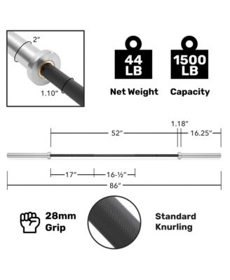 86" Olympic Barbell - 20KG 28mm 190K PSI 1500LB Capacity Weightlifting & Powerlifting Bar
