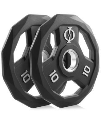 Set of 2 Rubber Coated 2-inch Olympic Grip Weight Plates (10 LB each) for Weightlifting