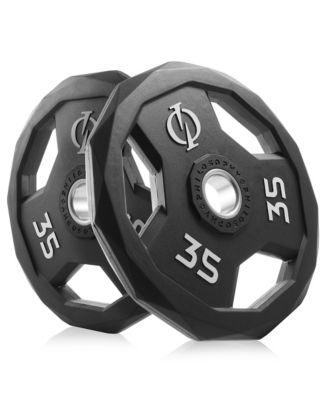Set of 2 Rubber Coated 2-inch Olympic Grip Weight Plates (35 LB each) for Weightlifting