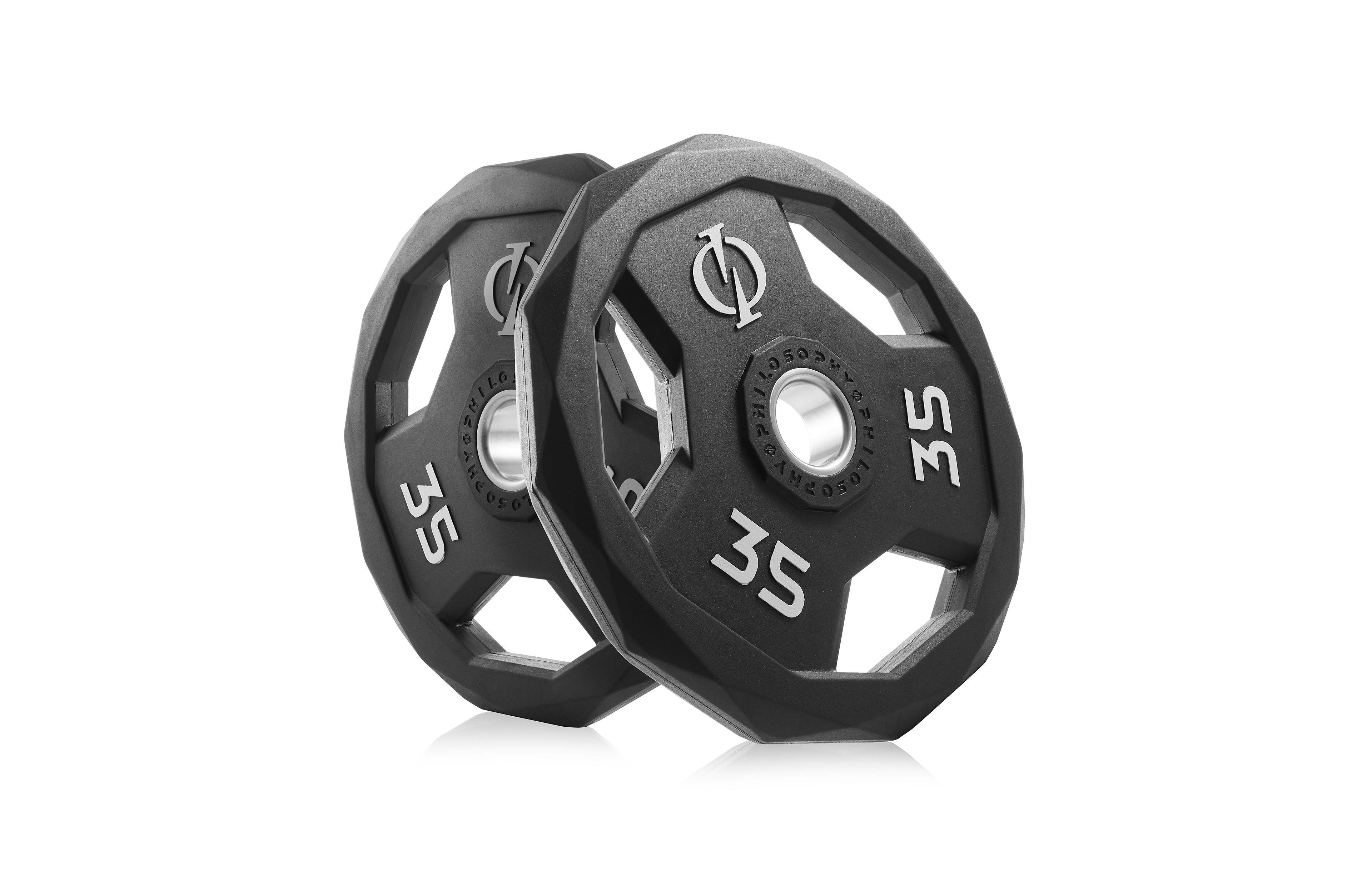 Philosophy Gym Set of 2 Rubber Coated 2-inch Olympic Grip Weight Plates (35 Lb each) for Weightlifting