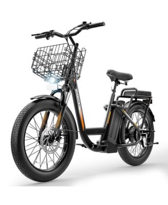Peak 800W Electric Scooter with Seat, 203" Fat Tire Electric Bike with 48V Removable Battery,Up to 30Miles & 20MPH, Basket&Adjustable Seat