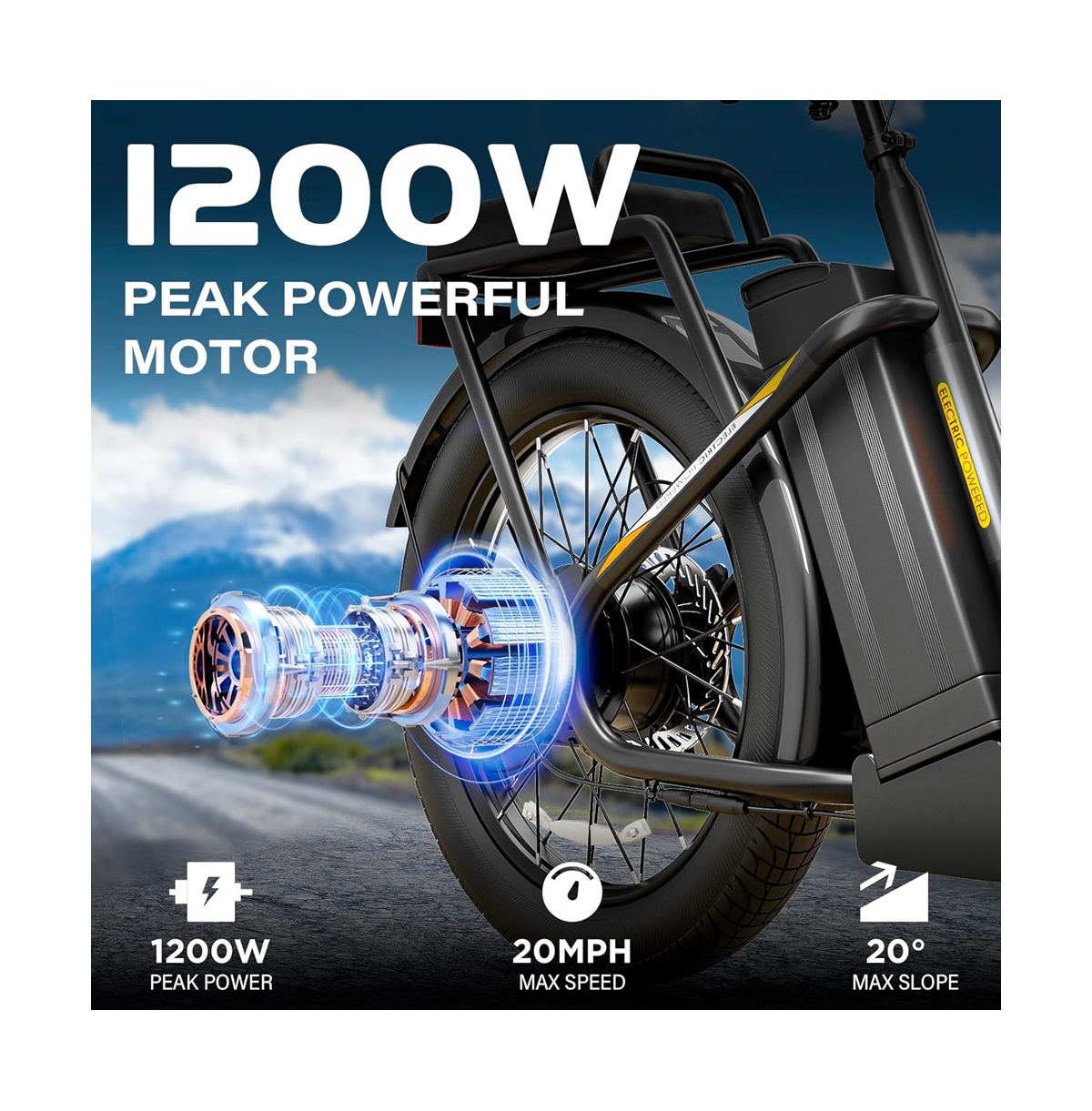 Caroma Peak 800W Electric Scooter with Seat, 203" Fat Tire Bike 48V Removable Battery,Up to 30Miles & 20MPH, Basket&Adjustable Seat