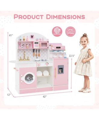 Wooden Kids Play Kitchen with Ice Maker Coffee Station and Storage