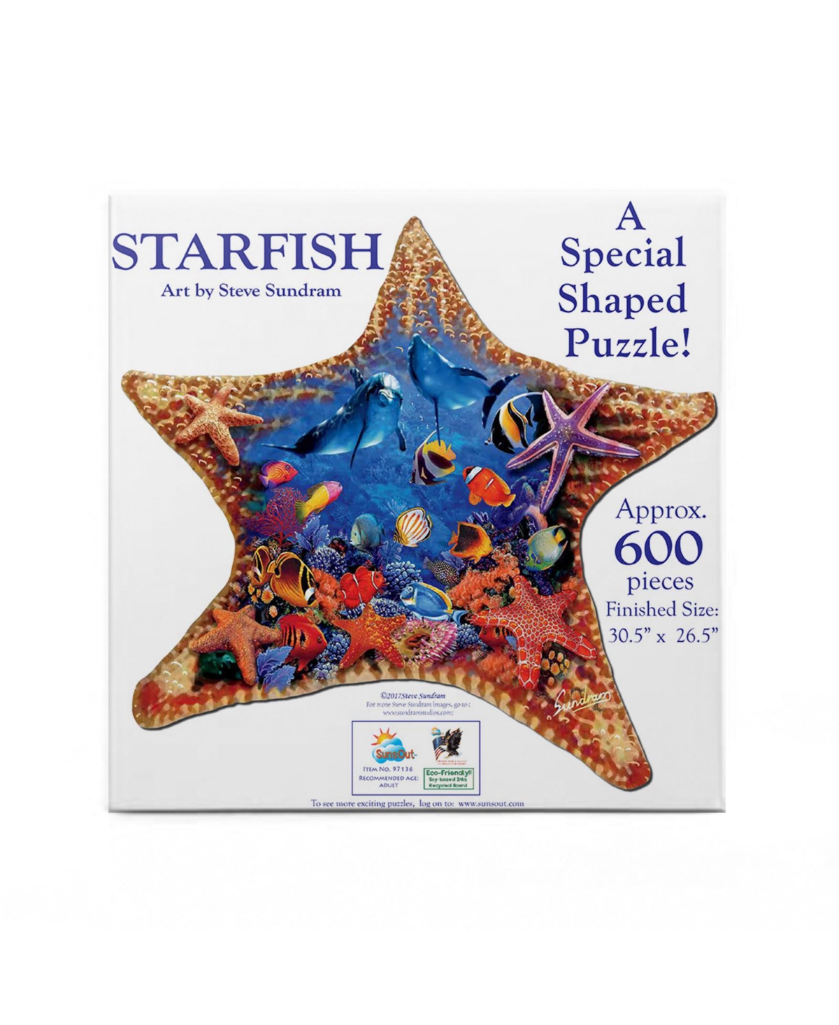 SunsOut Starfish 600 piece Jigsaw Puzzle for Adults Special Shape