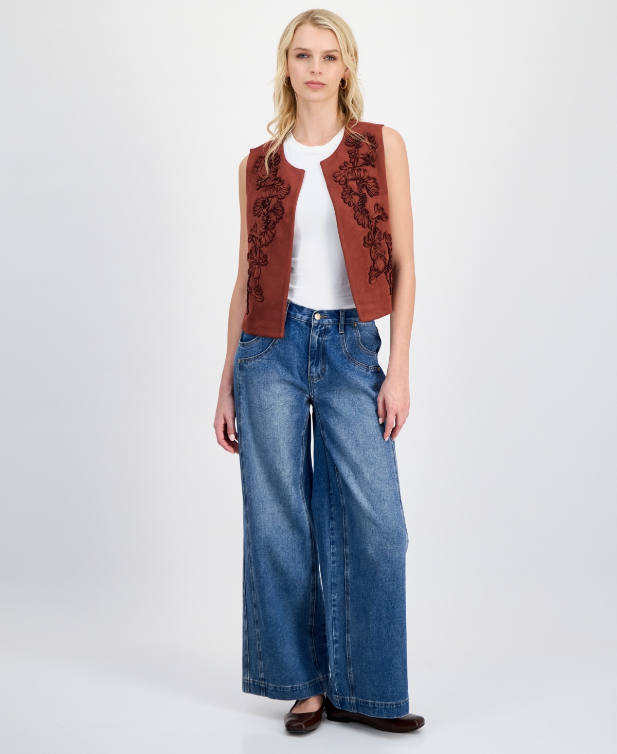 And Now This Women's Faux-Suede Open-Front Vest, Macy's Exclusive