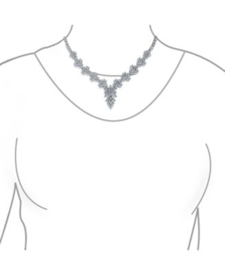  Marquise Leaf Cubic Zirconia CZ Cleavage Collar Statement Necklace & Earrings Jewelry Set