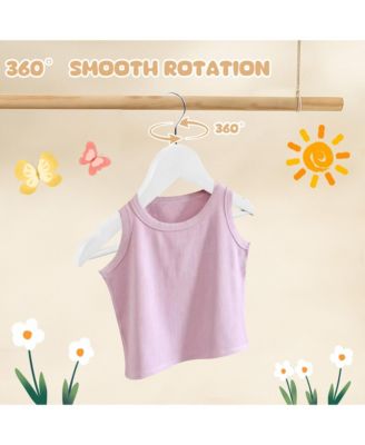 Kids Wooden Hangers with Pants Bar, Baby Solid Wood Clothes Hangers