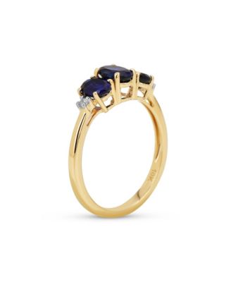 Past Present Future 3 Stone 2CTW Created Blue Sapphire Ring 10K Gold