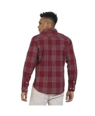 Men's Maroon Red Chalk Tartan Plaid Shirt