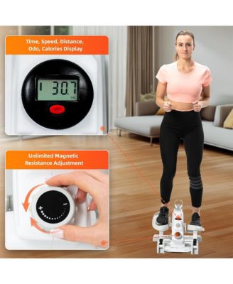 Mini Elliptical Machine with 3-Level Incline and LED Display, White