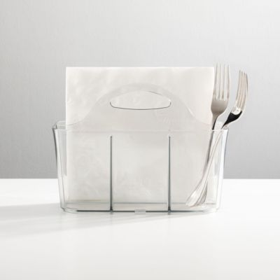 iDesign 4-Section Storage Caddy Organizer with Handle - Clear