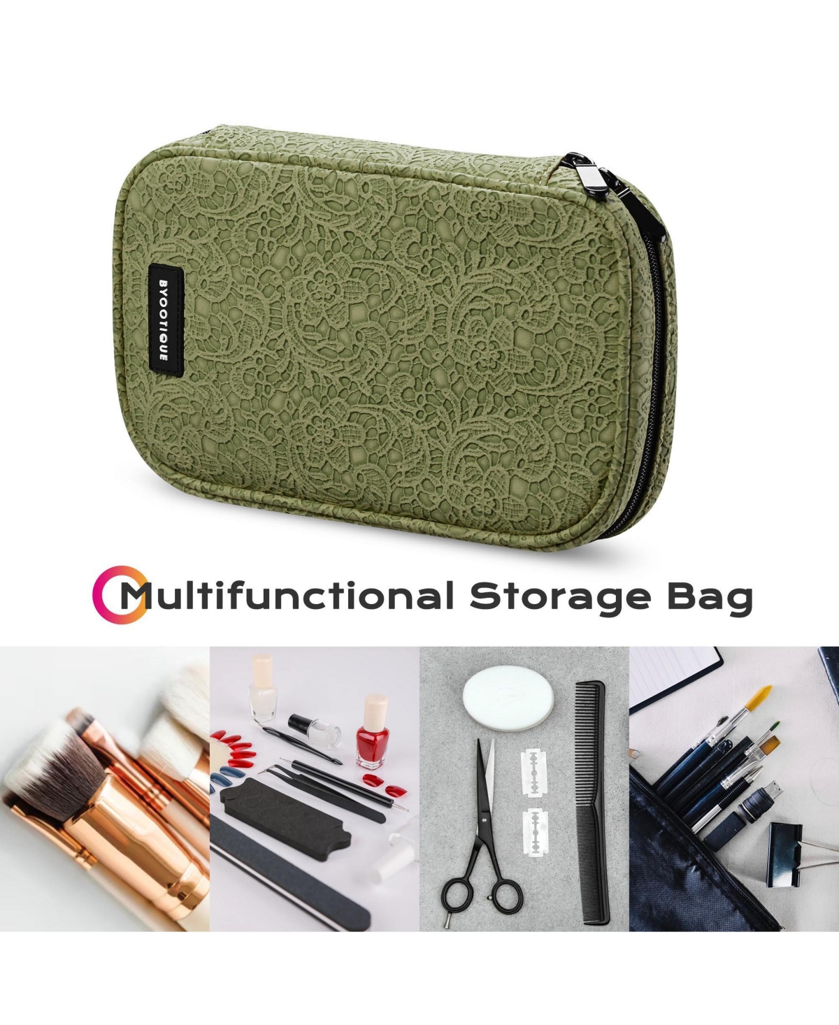 Byootique Travel Makeup Brush Holder Bag Cosmetic Brush Organizer Rococo