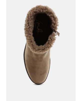 Womens Big horn Faux Fur Harness Boots