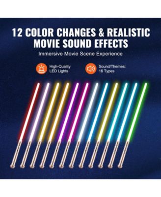 Gold Light Up Sword with 12 RGB Colors & Sound, Rechargeable Toy